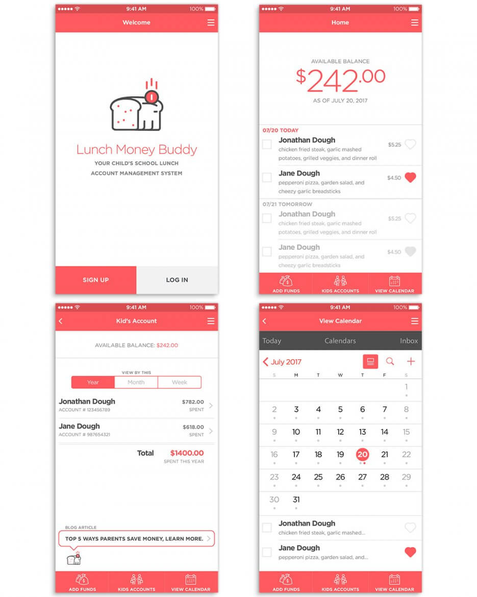 Lunch Money Buddy User High Fidelity Comps