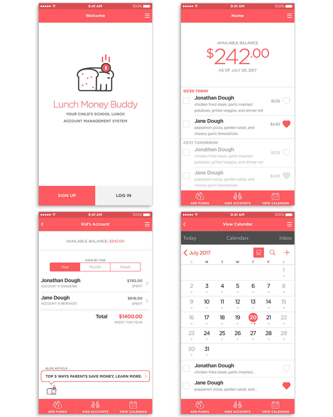 Lunch Money Buddy User High Fidelity Comps